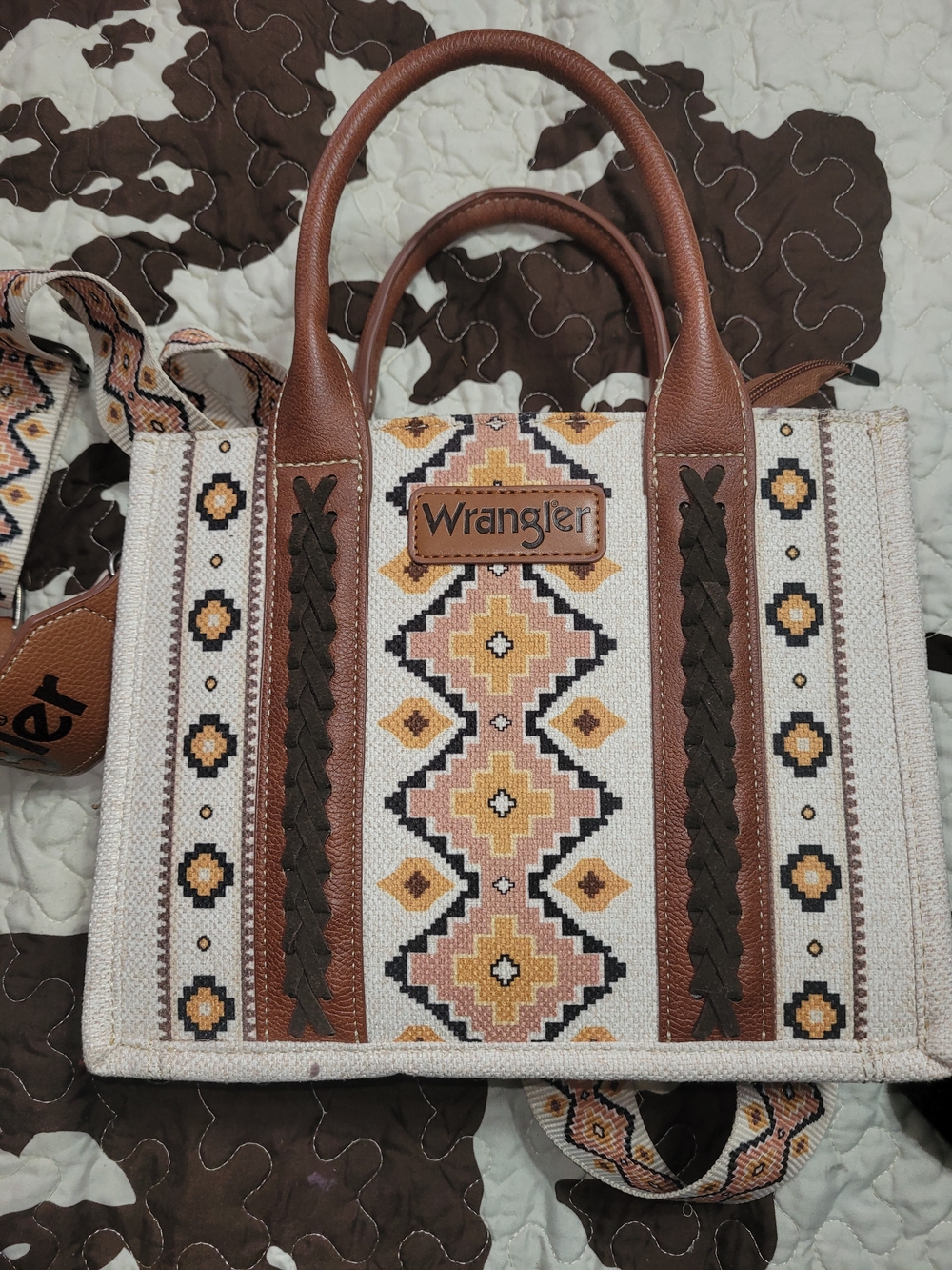 Wrangler Brown, Cream & Yellow Aztec Tote - Picture 1 of 10